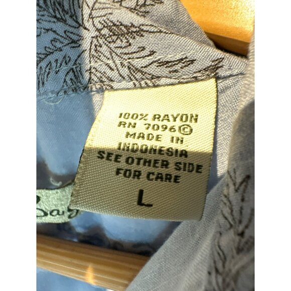 Batik Bay Mens Palm Tree Print Light Blue Rayon Button-Up Shirt L Vacation - Picture 3 of 5